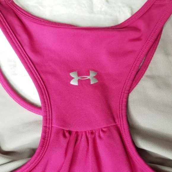 Under Armour Pink Racerback Tank Workout Heat Gear Women's Size S - Picture 5 of 7